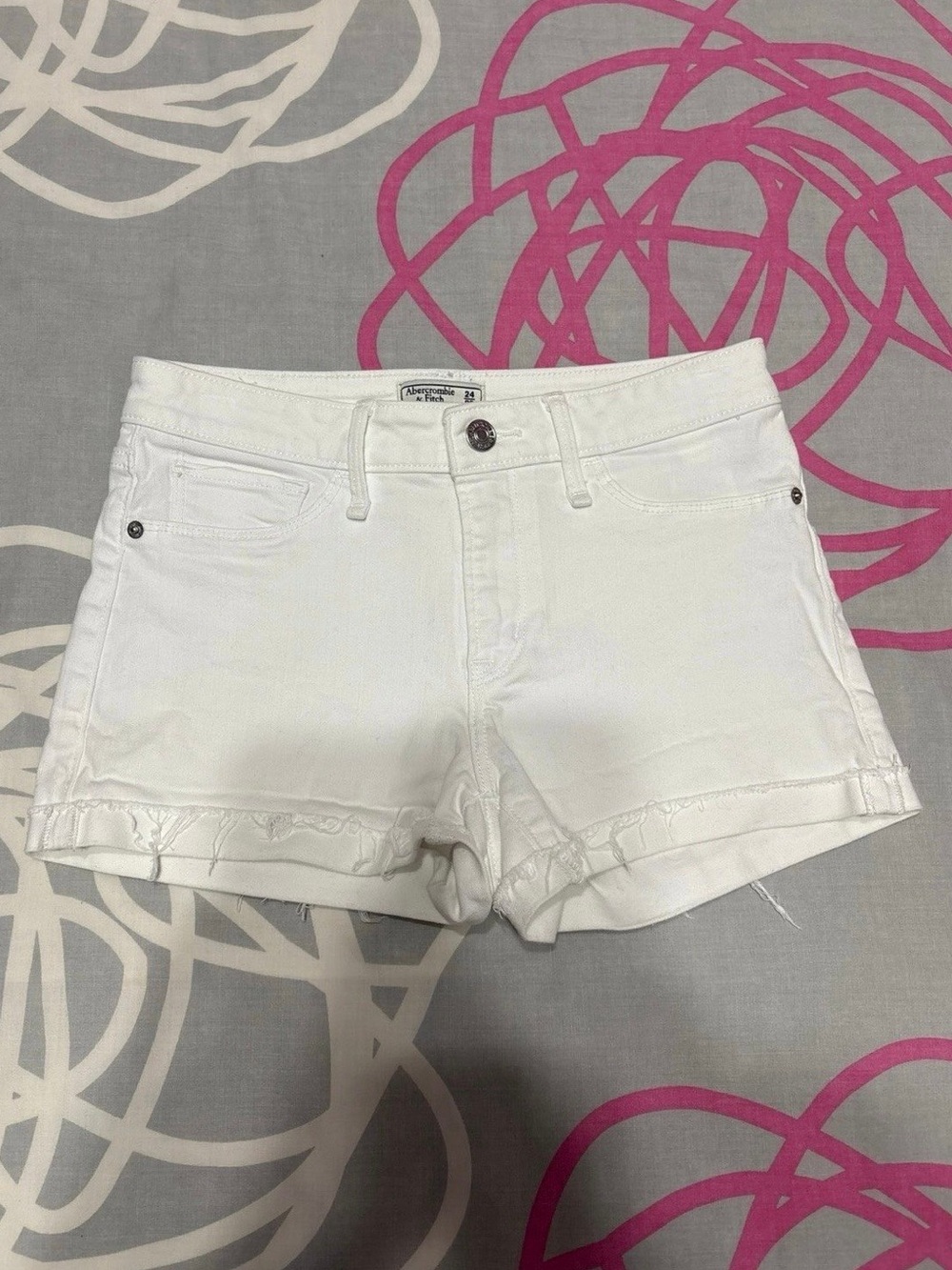 Abercrombie White Harper Low-Rise Jean Shorts